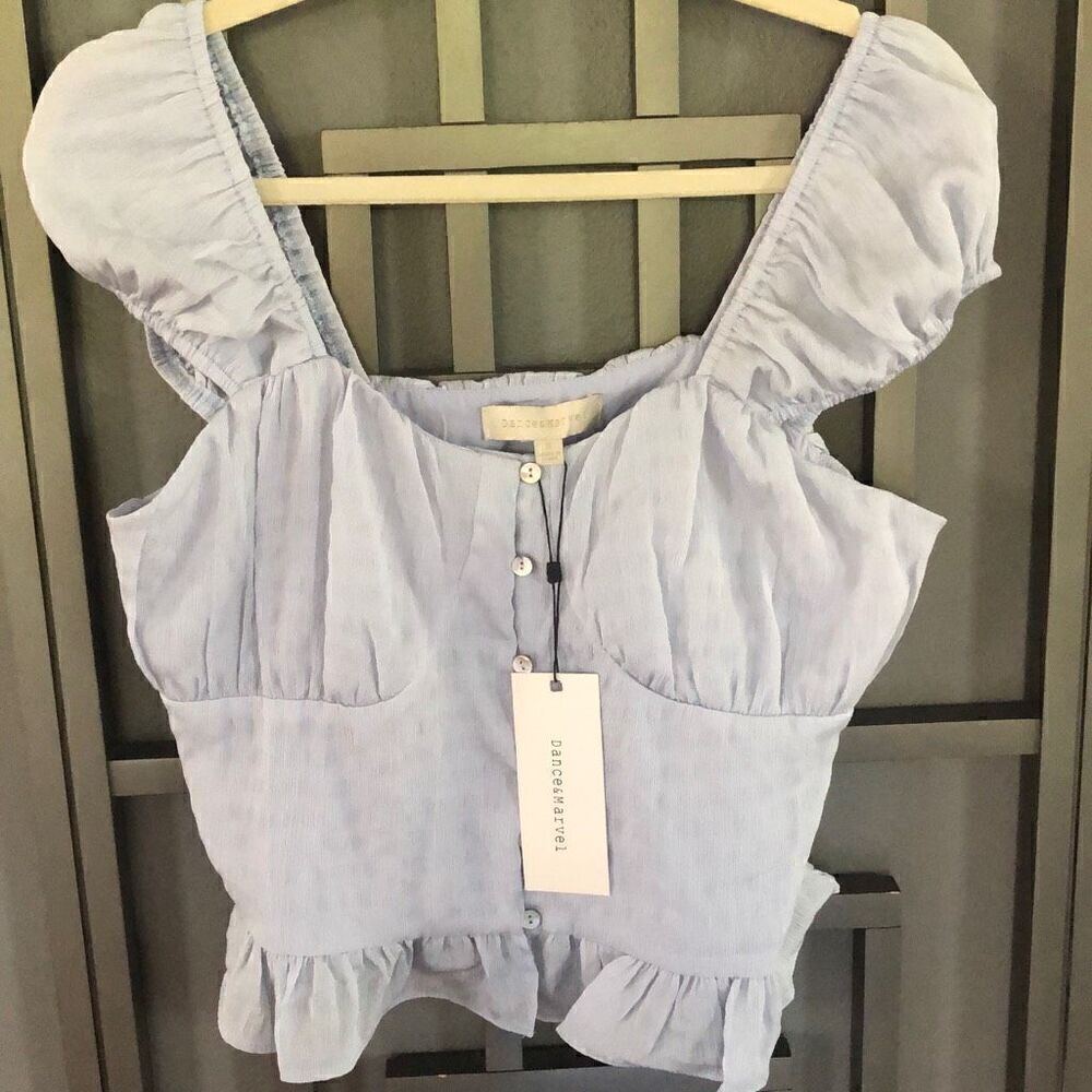 NWT Dance &Marvel Pale blue adorable top size S